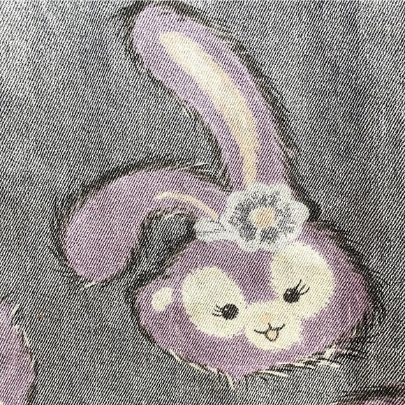 Bunny Rabbit Size M Jeans Wide Leg Flare High Waist Kawaii Bunny Anime Pastel - Picture 4 of 16